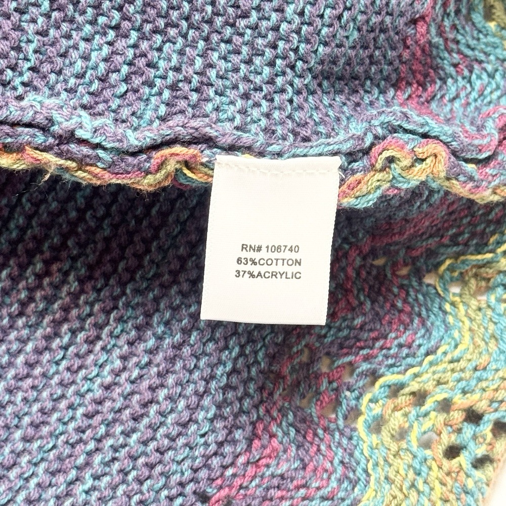 Open Knit Rainbow Cardigan Sweater Crochet Bell Sleeve Women L Beach Boho Indie - Picture 7 of 9